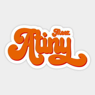 Ateez Atiny swirl orange typography Sticker